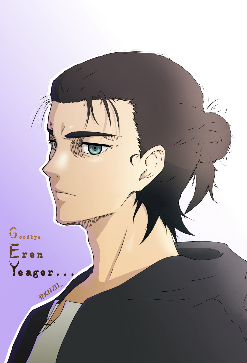 absurdres, brown_hair, eren_yeager, green_eyes, highres, knzo, looking_at_viewer, shingeki_no_kyojin