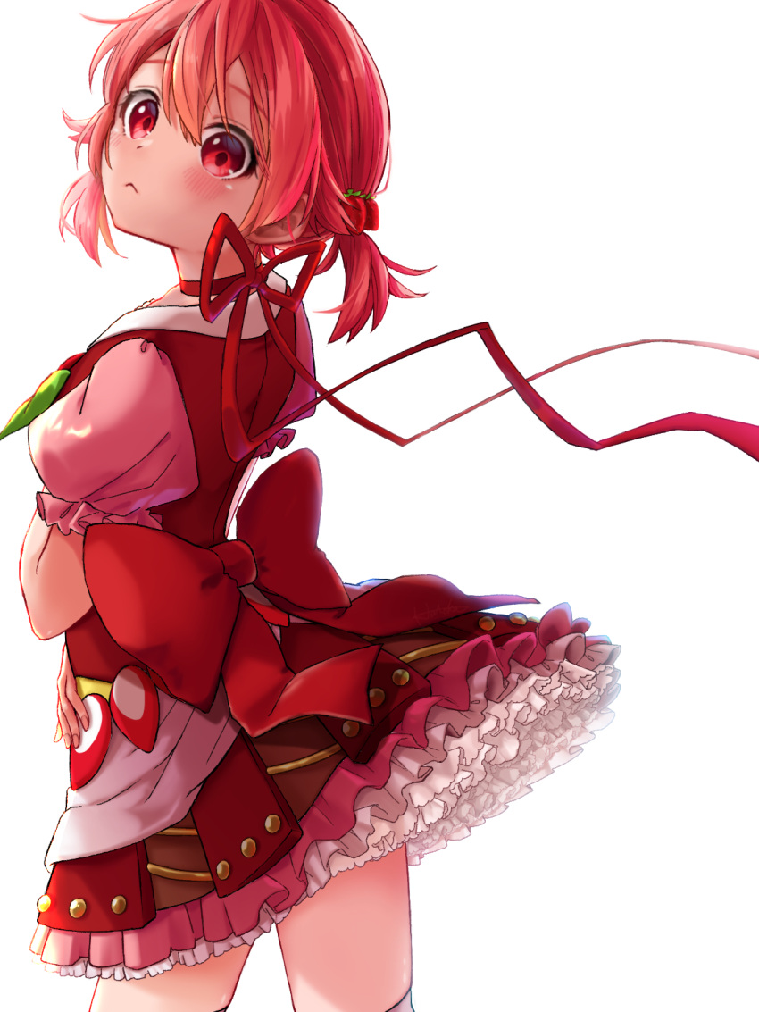 1girl, aho_no_sakata, bow, brown_hair, dress, hatoka_ra5, highres, red_dress