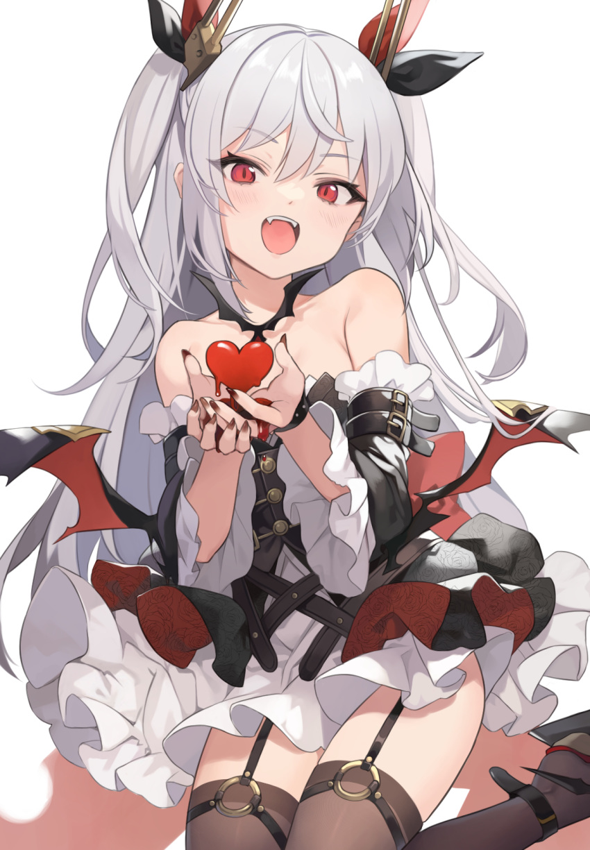 1girl, azur_lane, bare_shoulders, black_dress, black_legwear, black_sleeves, brown_nails, detached_sleeves