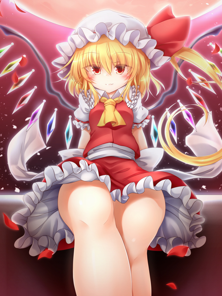 1girl, bangs, blonde_hair, blush, breasts, closed_mouth, crystal, eyebrows_visible_through_hair