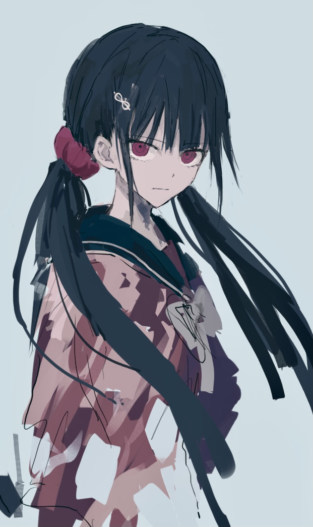 1girl, bangs, black_hair, black_sailor_collar, blunt_bangs, closed_mouth, dangan_ronpa_(series), dangan_ronpa_v3:_killing_harmony