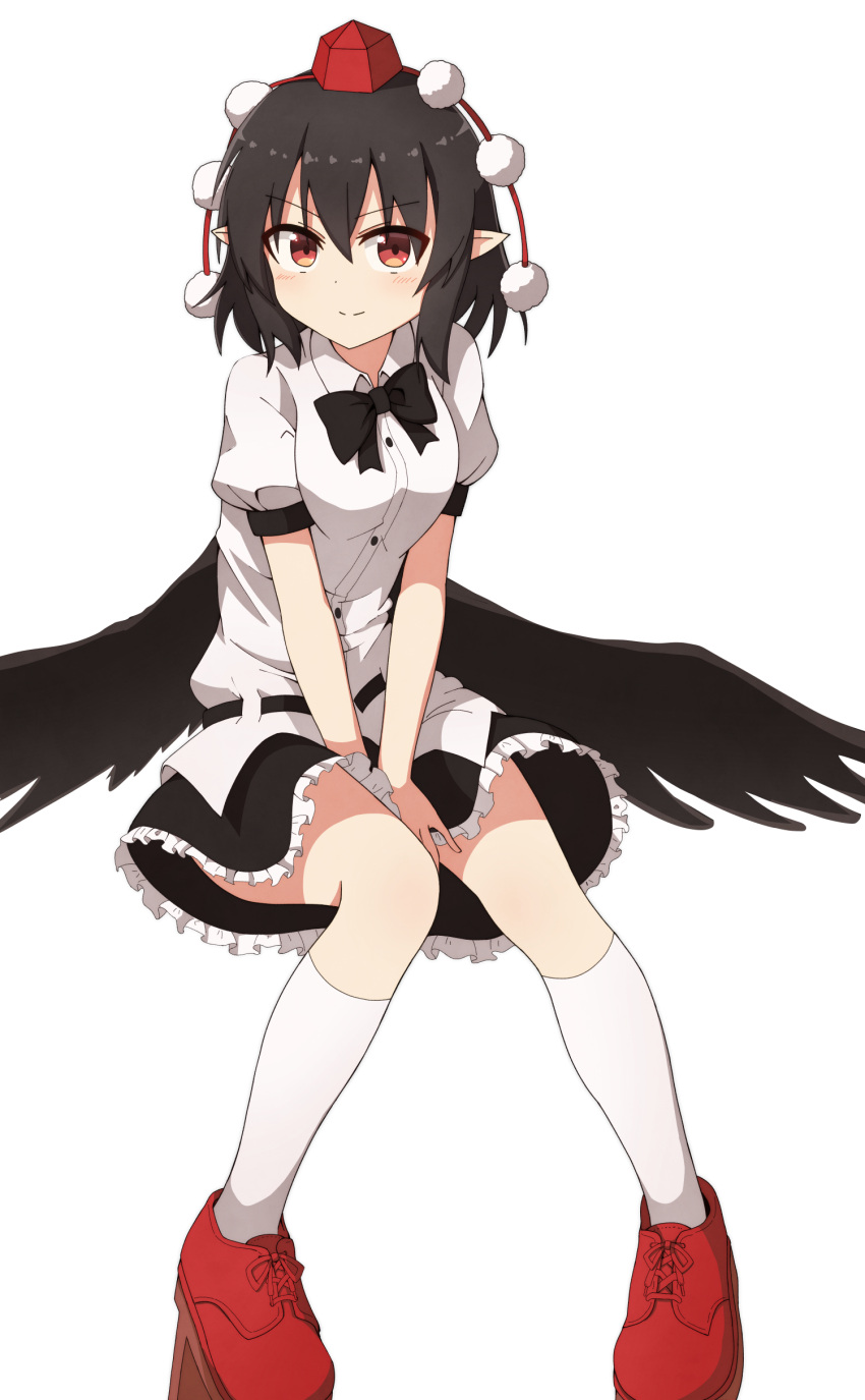 1girl, absurdres, bangs, black_bow, black_hair, black_neckwear, black_skirt, bow