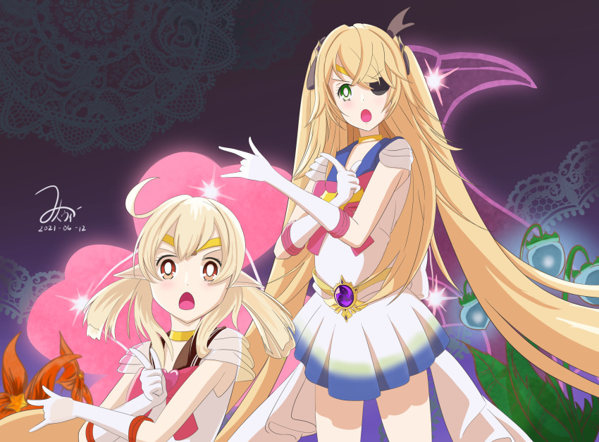 2girls, 2t8ui3, :o, absurdres, ahoge, alternate_costume, bangs, bishoujo_senshi_sailor_moon