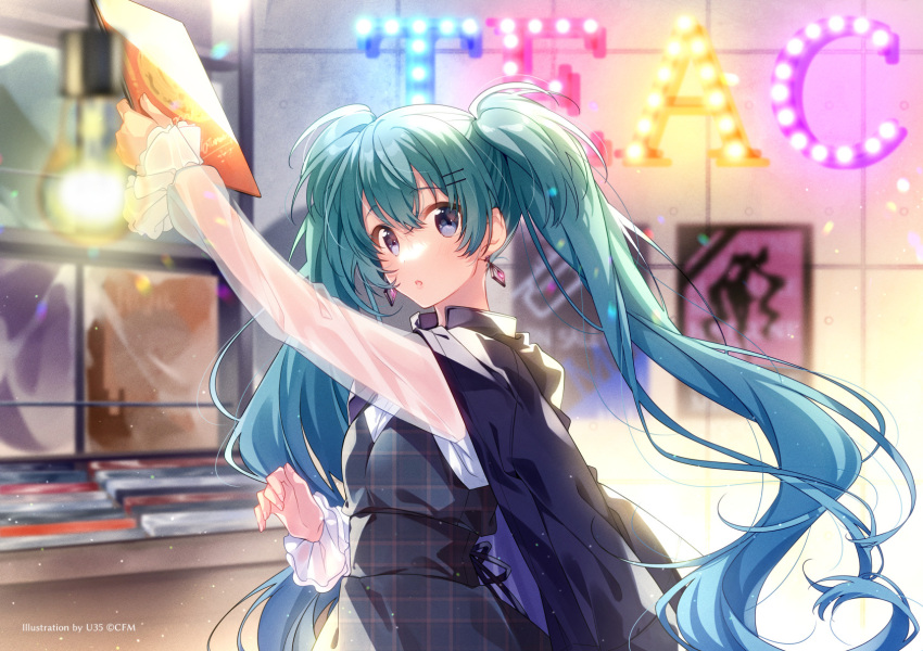 1girl, alternate_costume, back_bow, backlighting, black_bow, black_dress, blue_eyes, blue_hair