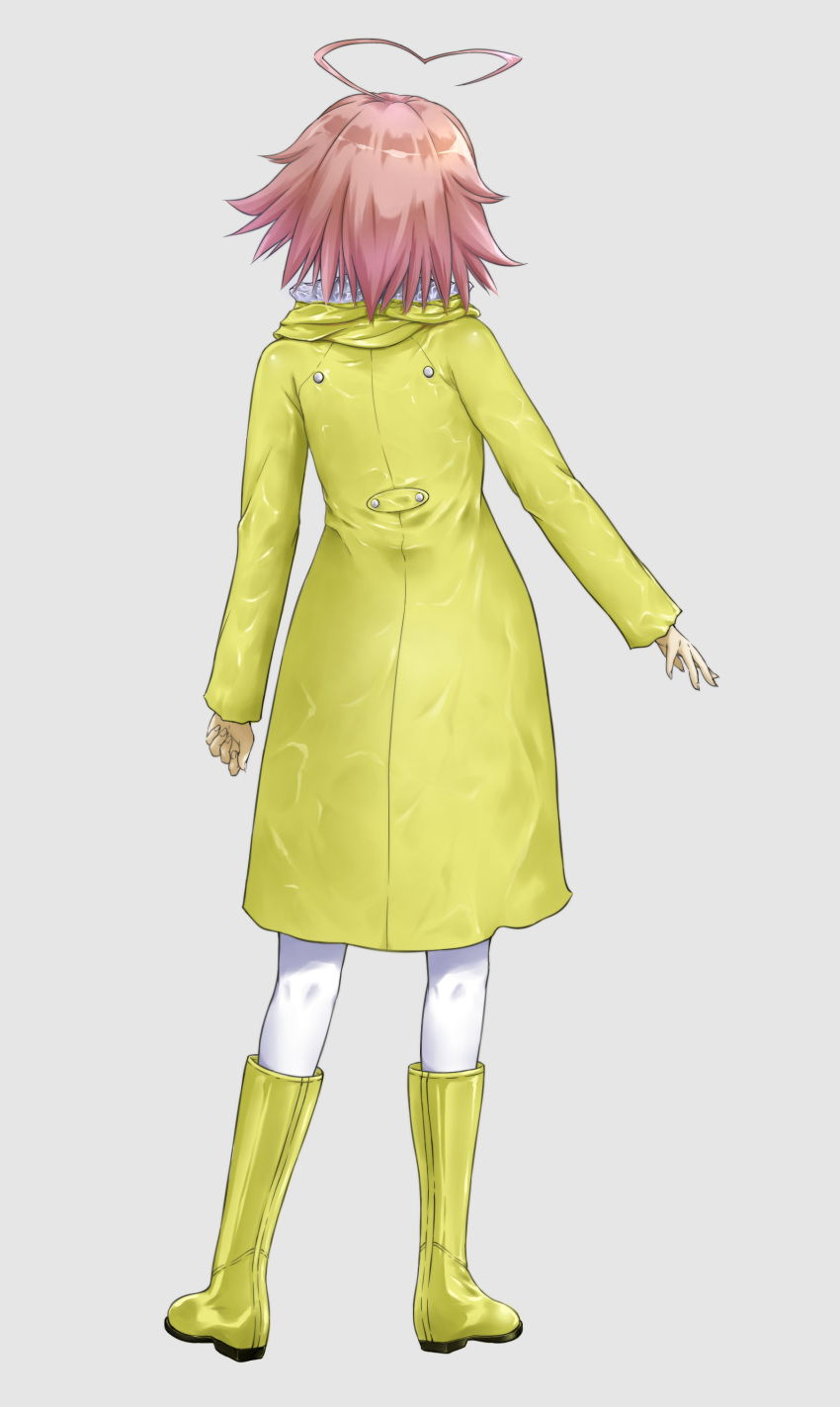 1girl, absurdres, ahoge, aino_heart, arcana_heart, boots, coat, from_behind