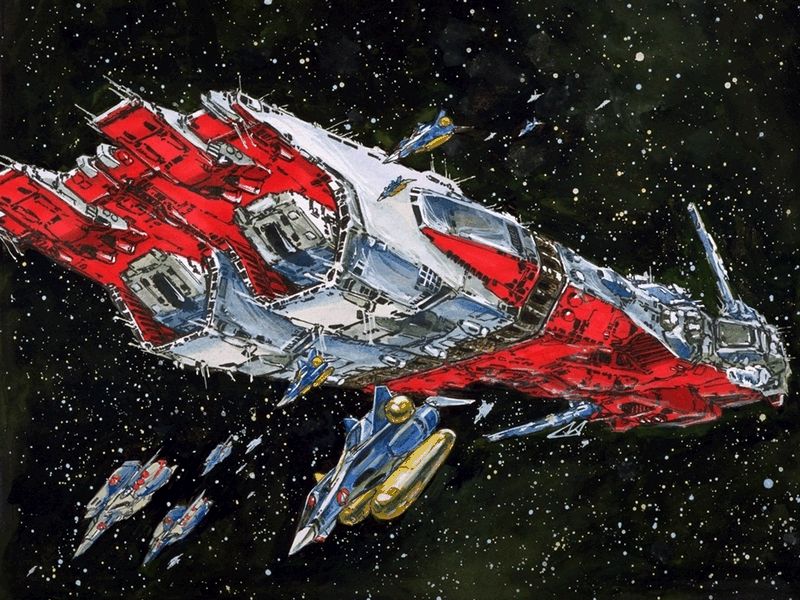 choujikuu_yousai_macross, epic, fortress, ghost_drone, macross, mecha, miyatake_kazutaka, oldschool