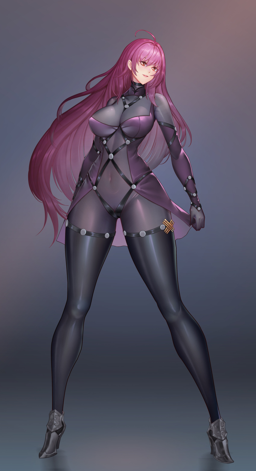 1girl, absurdres, armor, bodystocking, bodysuit, breasts, covered_navel, dark_night_(darkotl)