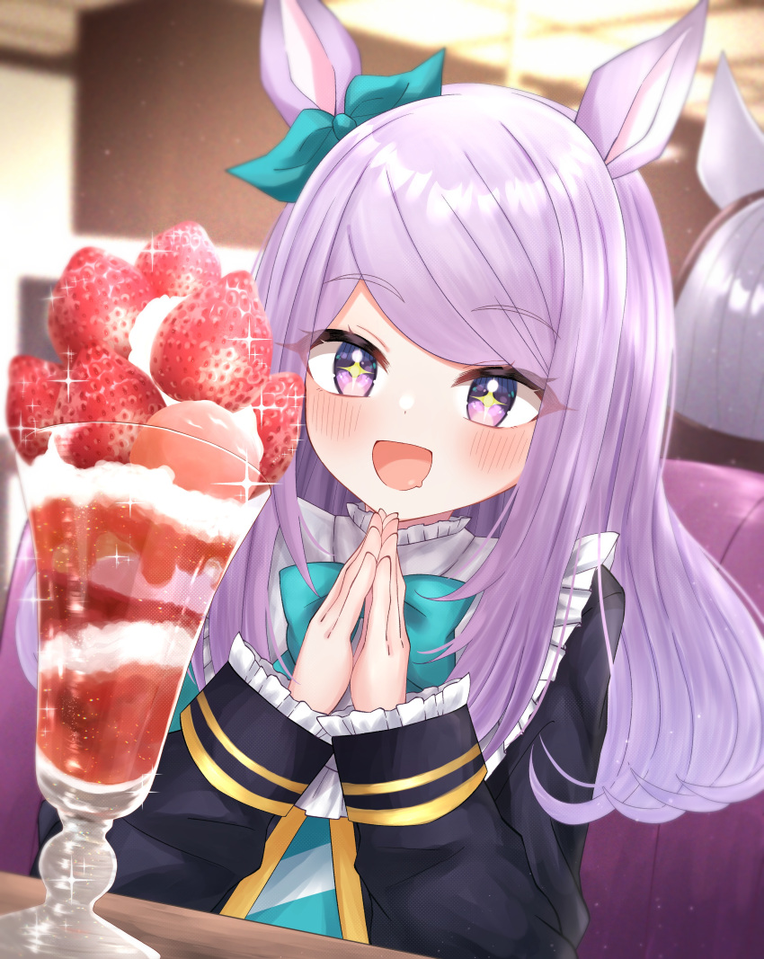 +_+, 1girl, absurdres, animal_ears, bangs, blue_bow, blue_eyes, blurry