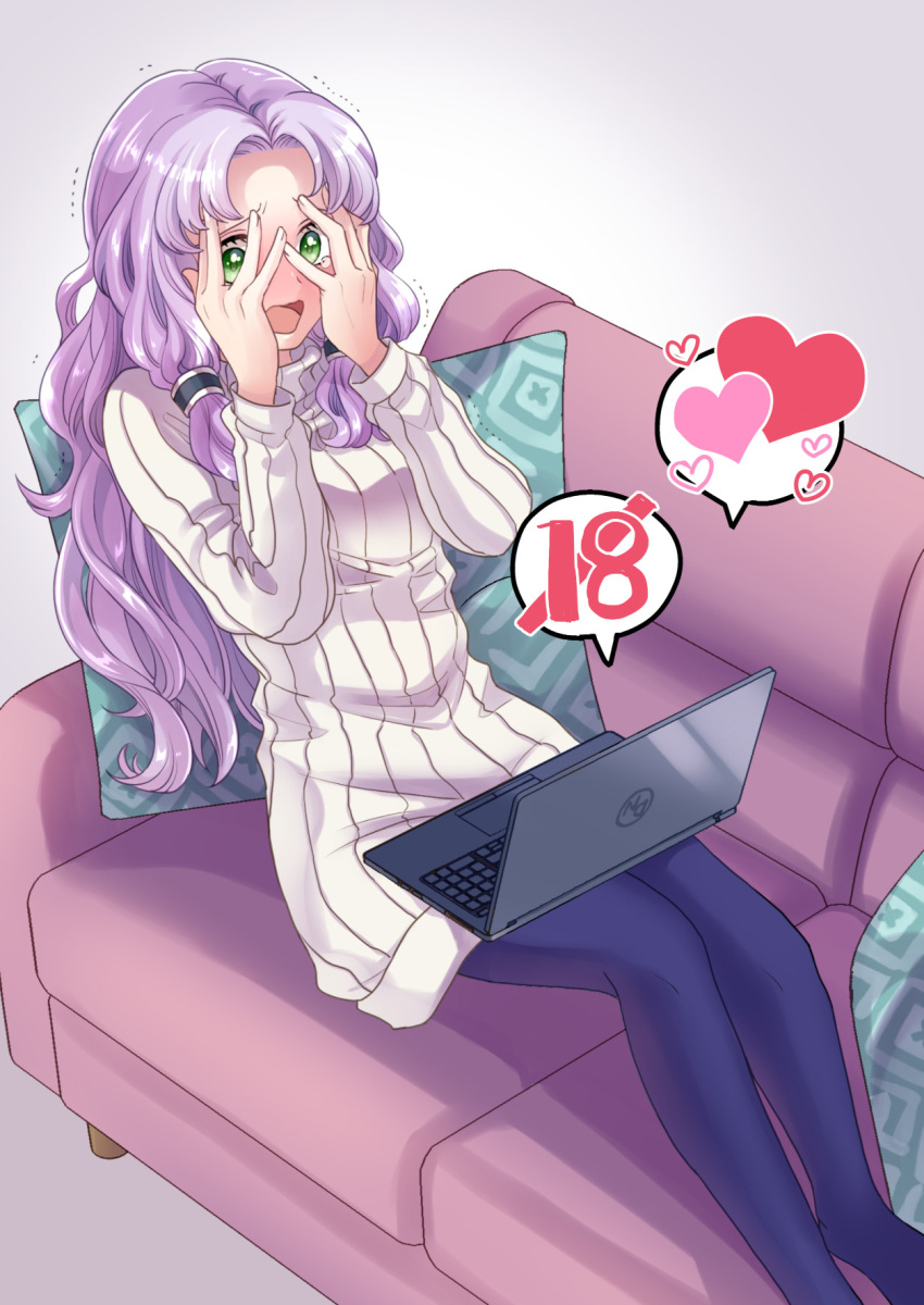 1girl, blush, computer, contemporary, couch, darthmarth3, fire_emblem, fire_emblem:_the_blazing_blade