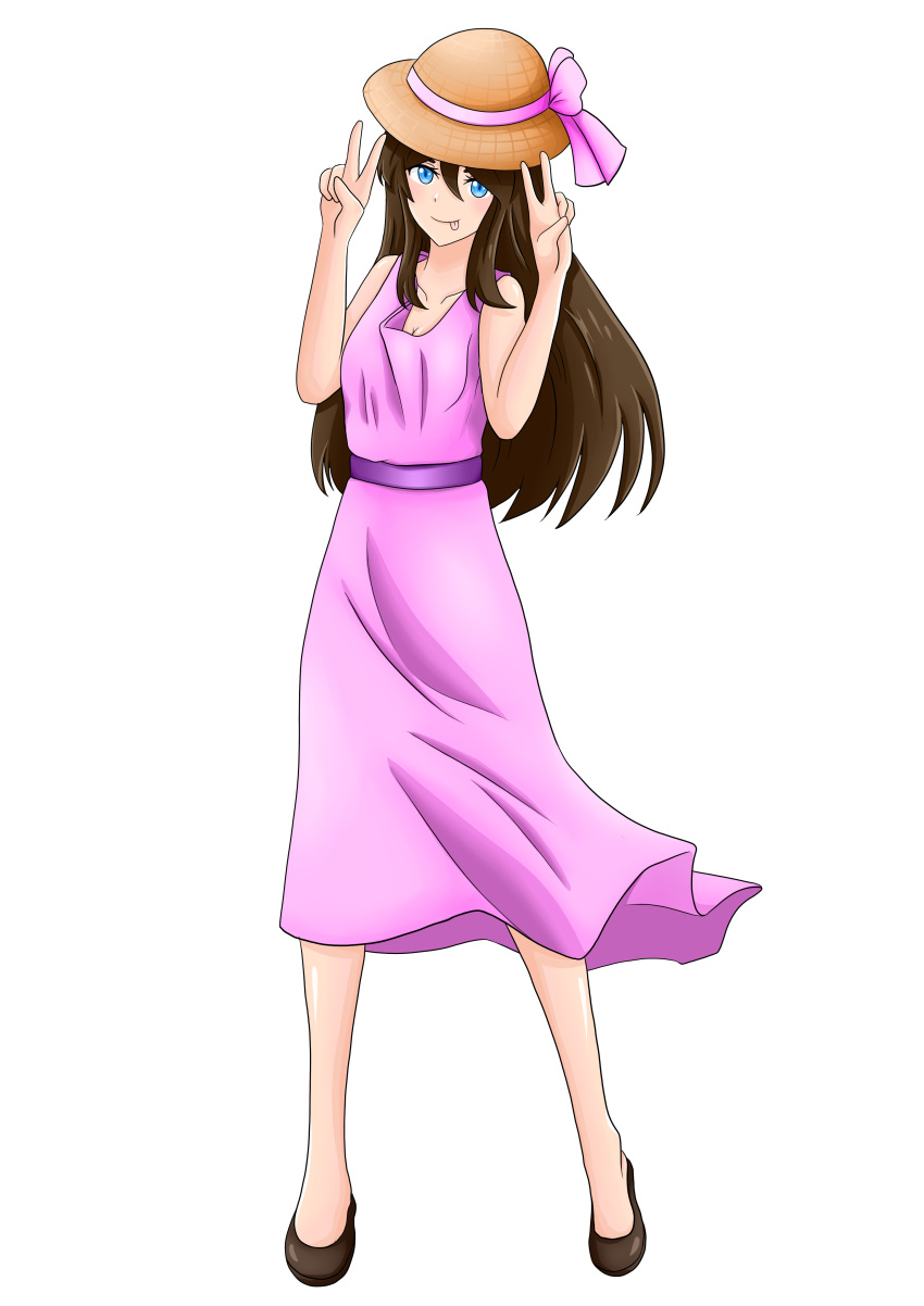 blue_eyes, brown_hair, pink_dress, yuki, yuki_hoshia