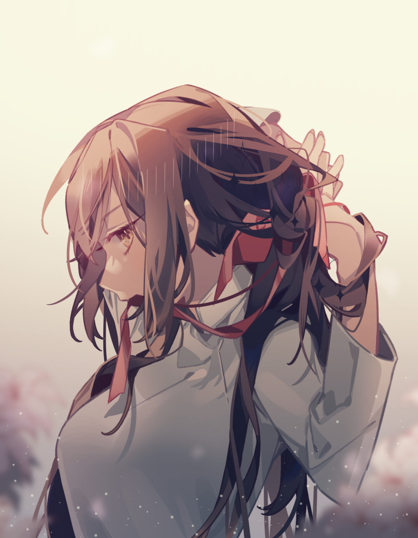 1girl, axis_powers_hetalia, breasts, brown_eyes, brown_hair, eyelashes, hand_in_hair, highres