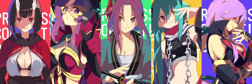 5girls, absurdres, anna_(princess_connect!), black_hair, blush, breasts, demon_girl, eriko_(princess_connect!)