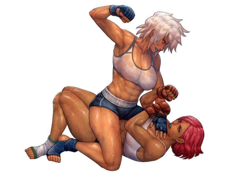 2girls, abs, absurdres, angry, blazblue, blazblue:_chronophantasma, blocking, breasts