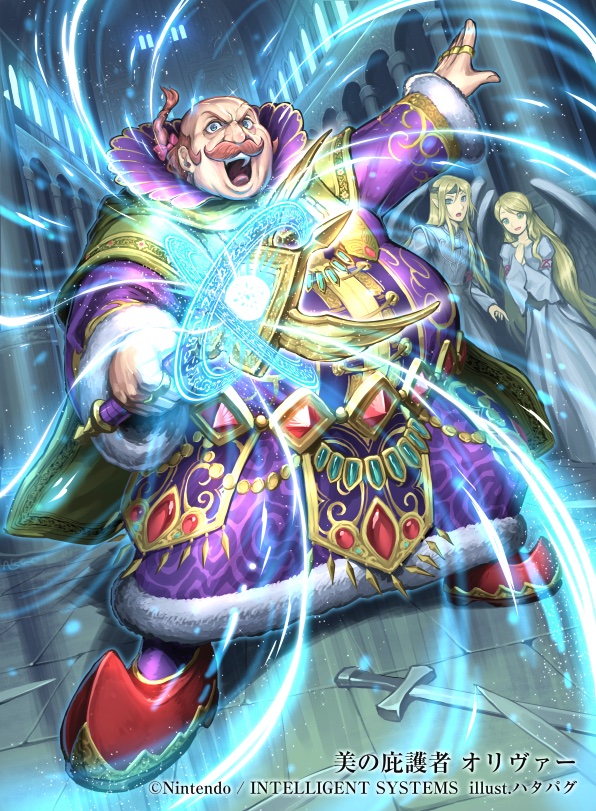 1girl, 2boys, balding, blonde_hair, facial_hair, fire_emblem, fire_emblem:_radiant_dawn, fire_emblem_cipher