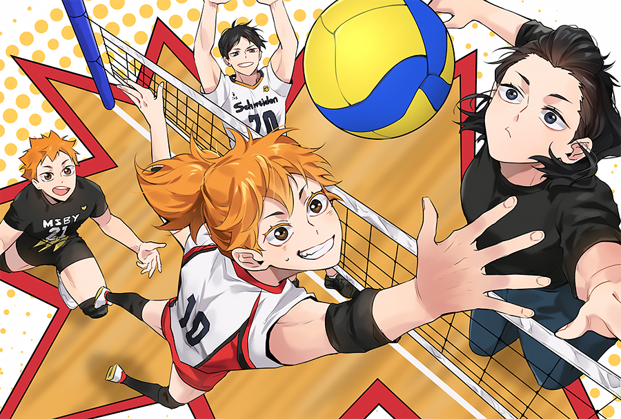 2boys, 2girls, age_difference, bangs_pinned_back, black_hair, black_legwear, black_shirt, blue_eyes
