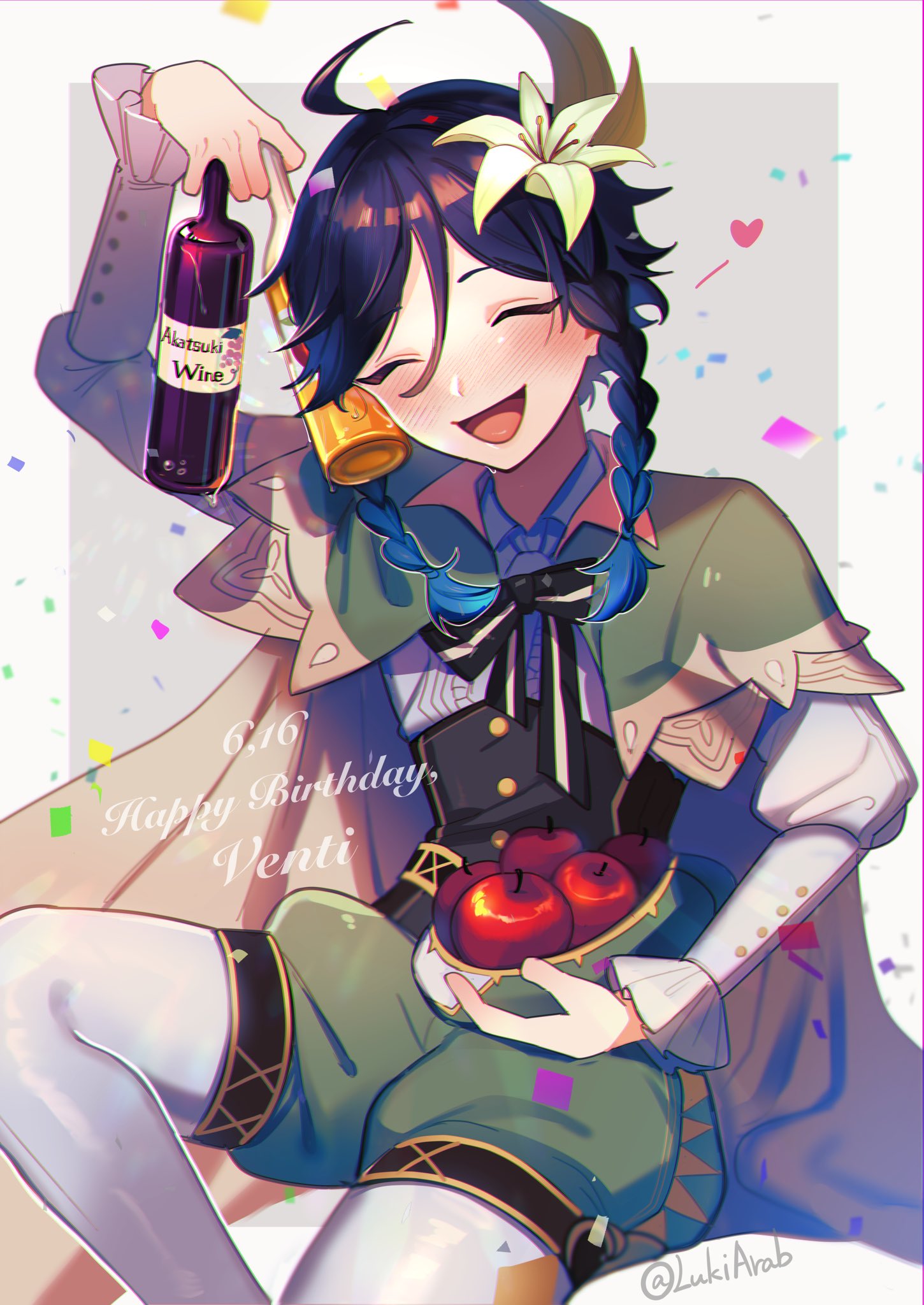 1boy, androgynous, apple, argyle, argyle_legwear, bangs, beret, black_hair
