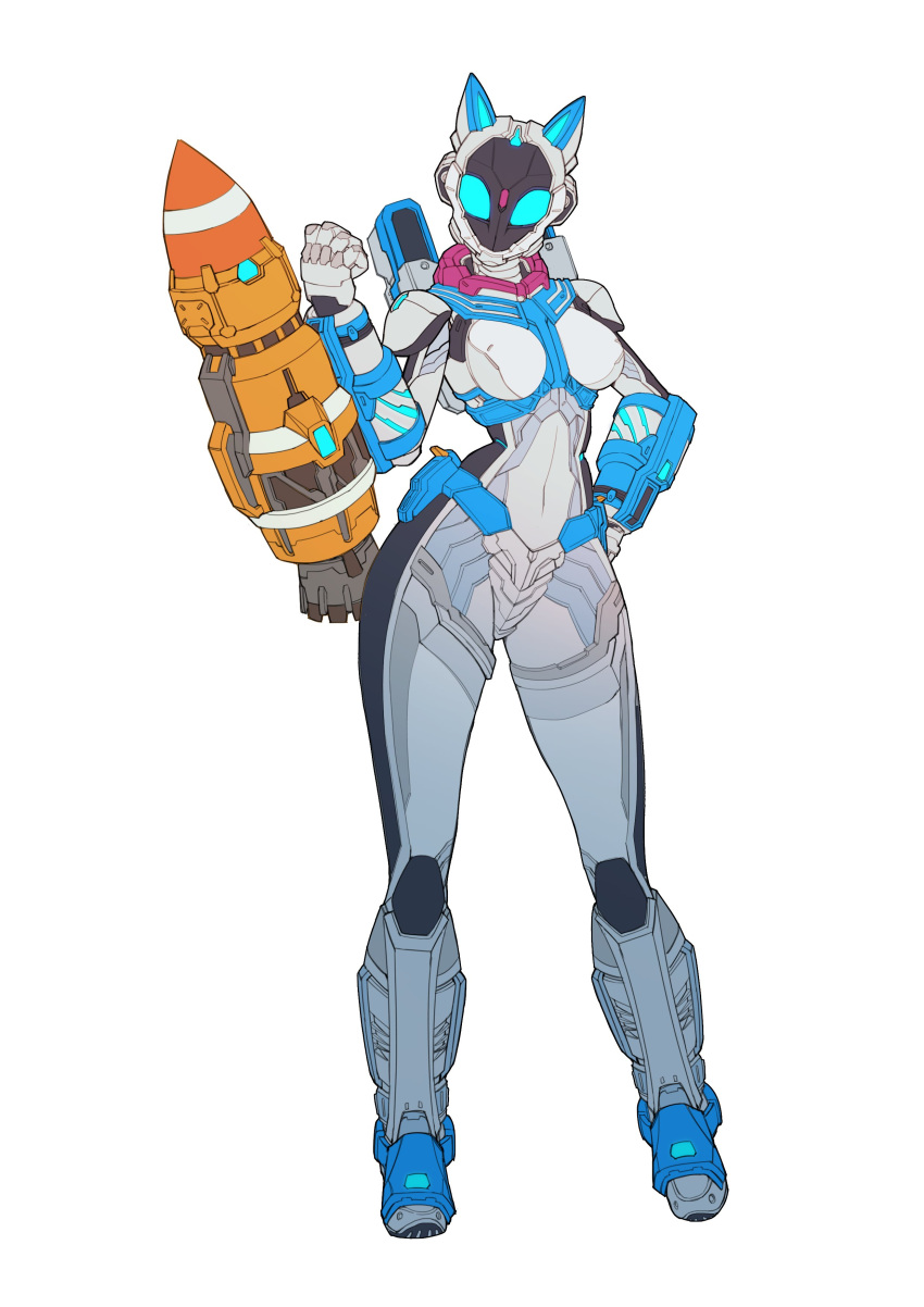 1girl, absurdres, animal_ears, armor, breasts, cat_ears, catball1994, hand_on_hip