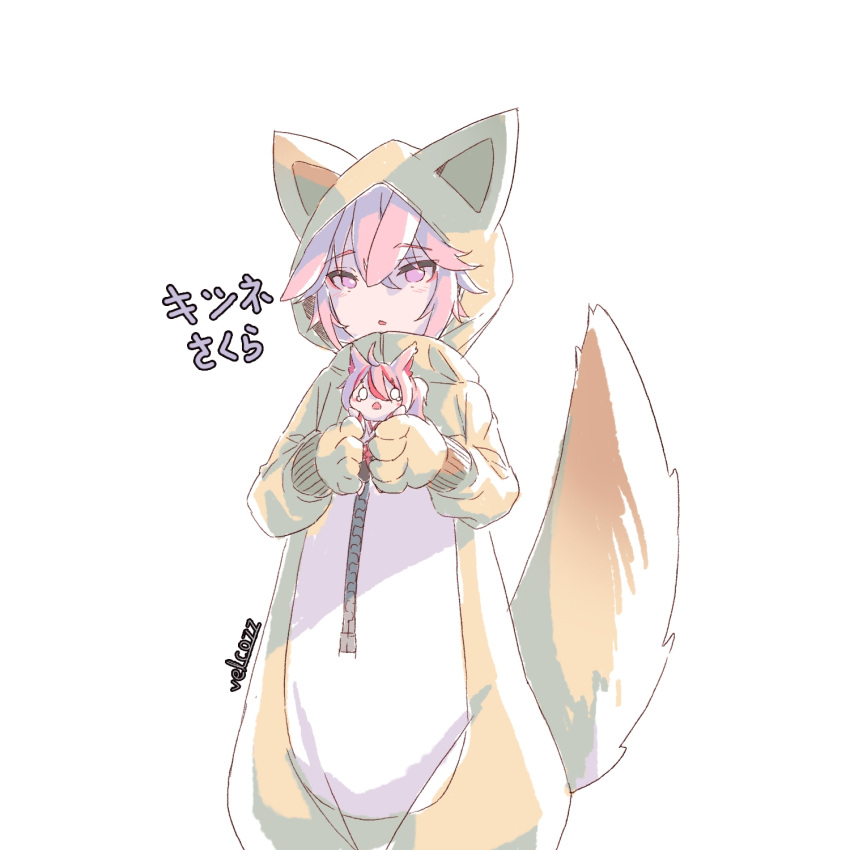 2girls, alternate_eye_color, animal_ears, bangs, chibi, crying, crying_with_eyes_open, fox