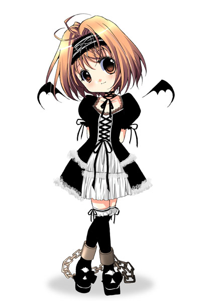 chain, chains, cuffs, devil, gothic_lolita, hairband, kaho_(sister_princess), lolita_fashion, manacle, manacles, short_hair, sister_princess, thighhighs