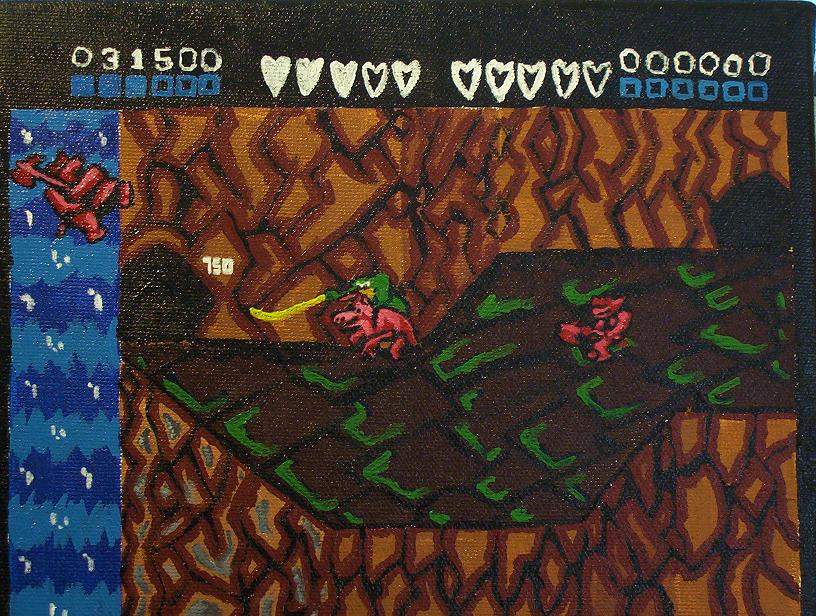 heads-up_display, nintendo, oil_painting, oil_painting_(medium), rareware, rash, traditional_media