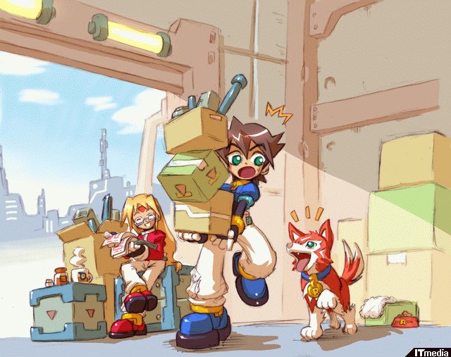 capcom, coffee, dog, girouette, official_art, rockman, rockman_zx, rush