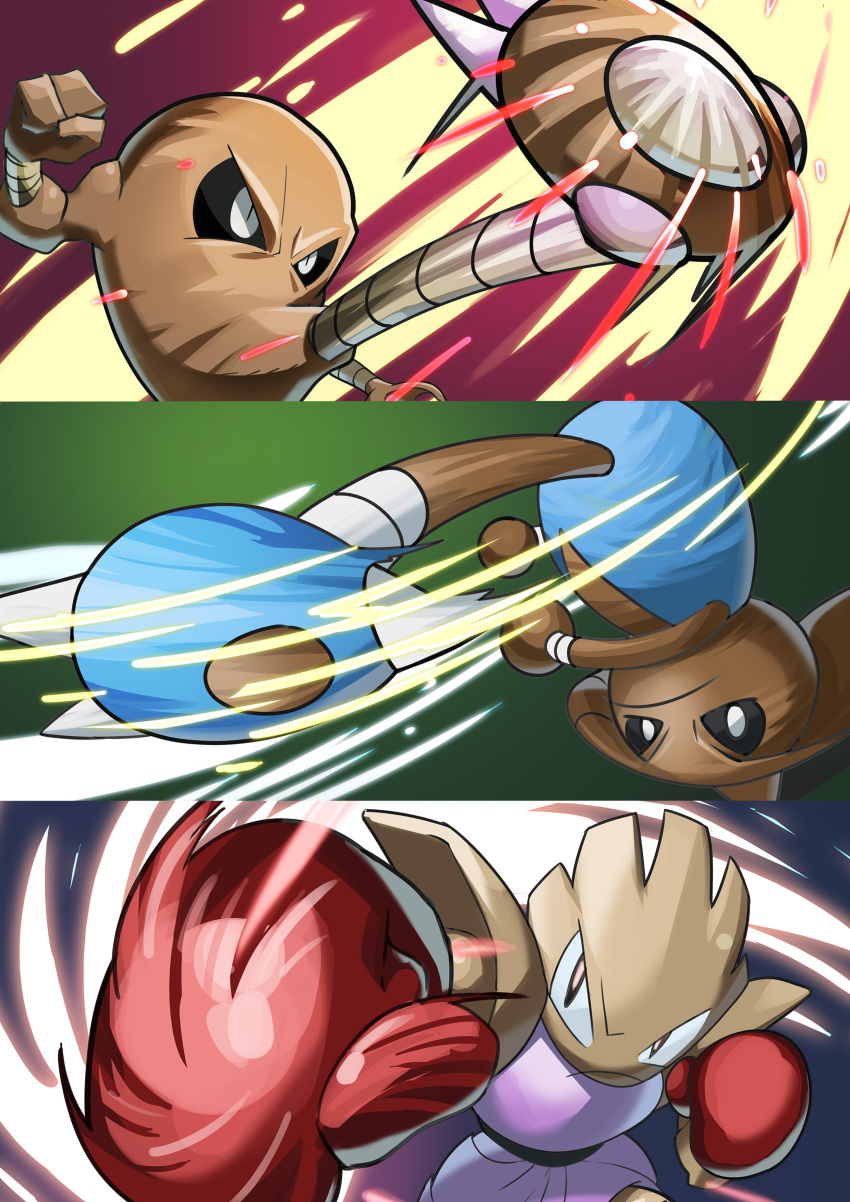 absurdres, black_eyes, black_sclera, boxing_gloves, clenched_hand, colored_sclera, gen_1_pokemon, gen_2_pokemon
