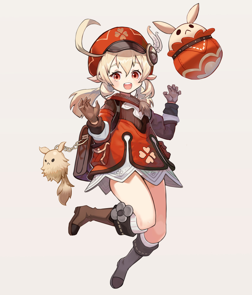 1girl, :d, absurdres, ahoge, backpack, bag, bag_charm, bangs
