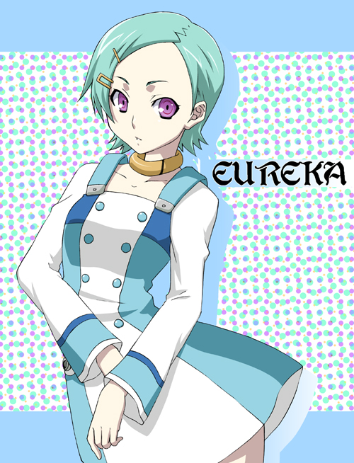 aqua_hair, choker, dress, eureka, eureka_7, eureka_seven, eureka_seven_(series), hair_ornament, kurootoko, purple_eyes, solo
