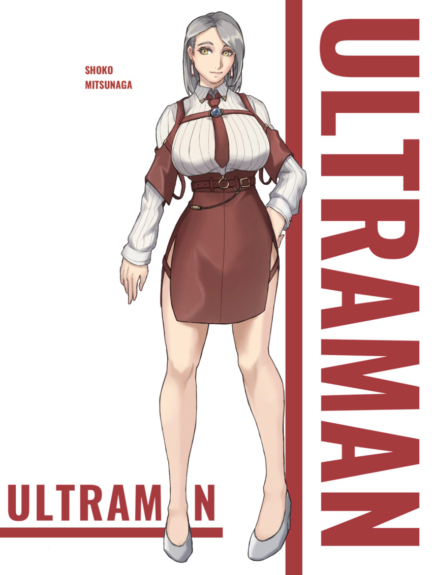 1girl, belt, breasts, character_name, chinese_commentary, copyright_name, earrings, genderswap