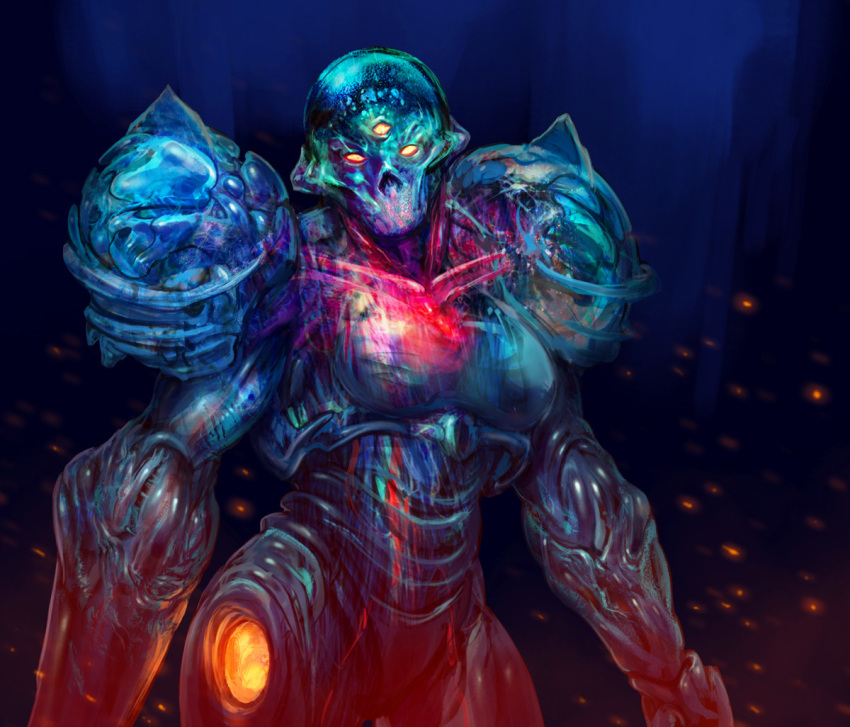 armor, dark_samus, kory_cromie, looking_at_viewer, metroid, metroid_prime_2:_echoes, shoulder_armor, skeleton