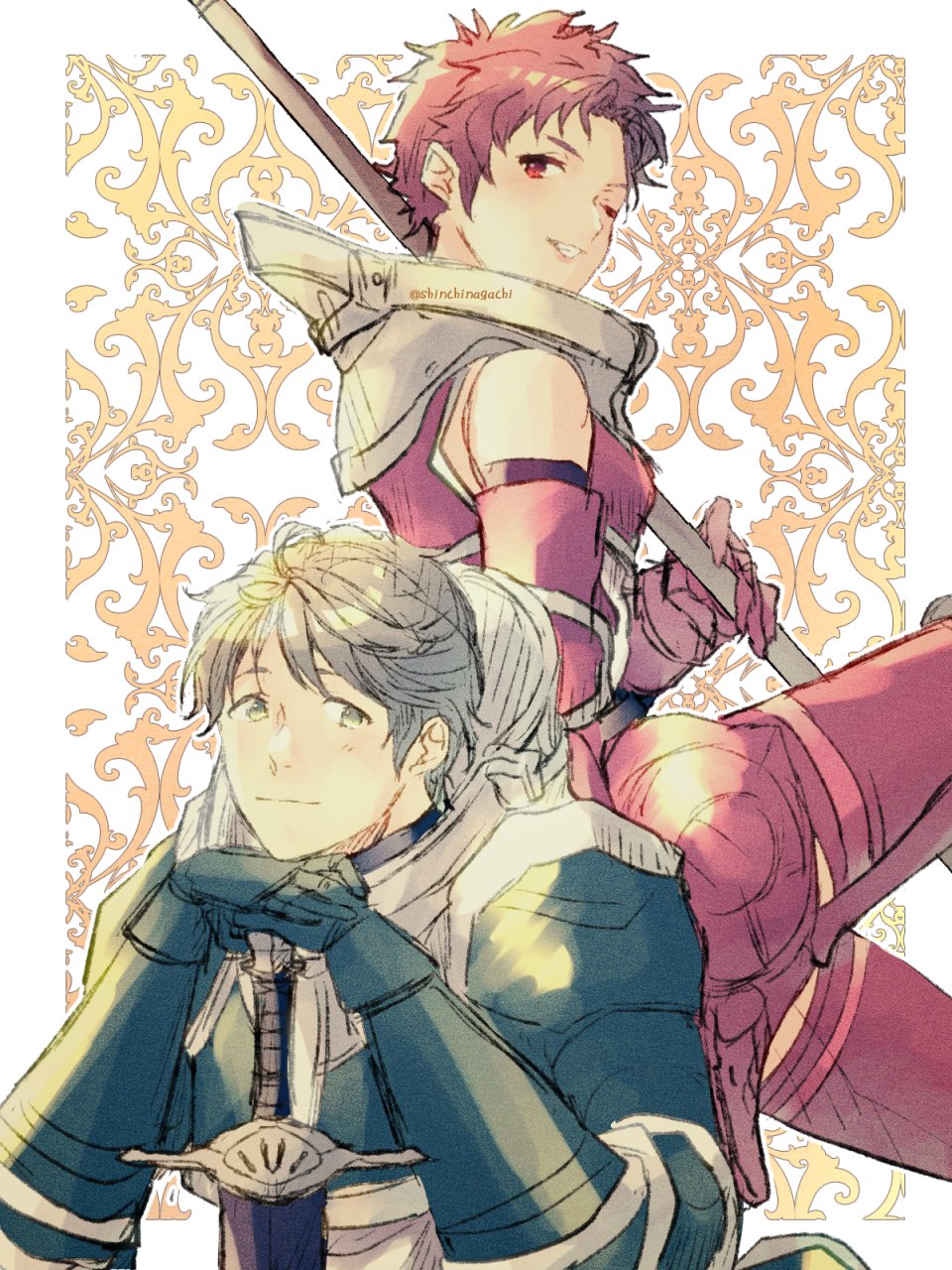 1boy, 1girl, fire_emblem, fire_emblem_awakening, green_eyes, green_hair, highres, holding