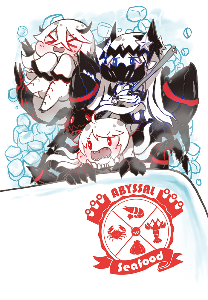 3girls, abyssal_mediterranean_princess, abyssal_ship, hi_ye, kantai_collection, multiple_girls, new_battleship_princess, red_eyes