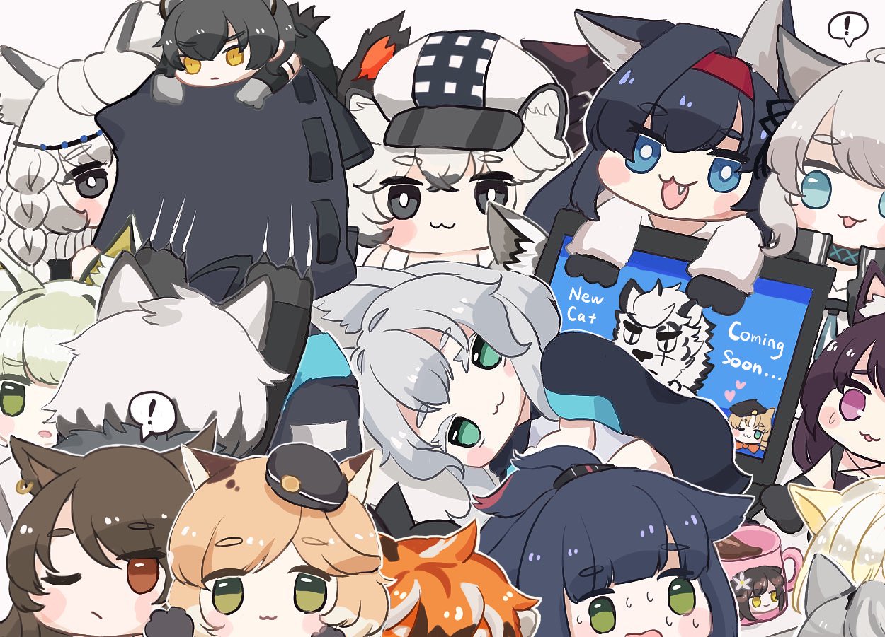 !, 1other, 4boys, 6+girls, :3, :d, aak_(arknights), ambiguous_gender