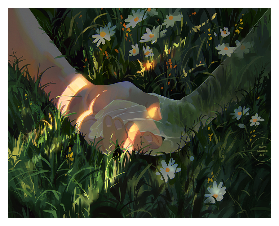 2others, border, commentary, english_commentary, field, fingernails, flower, flower_field