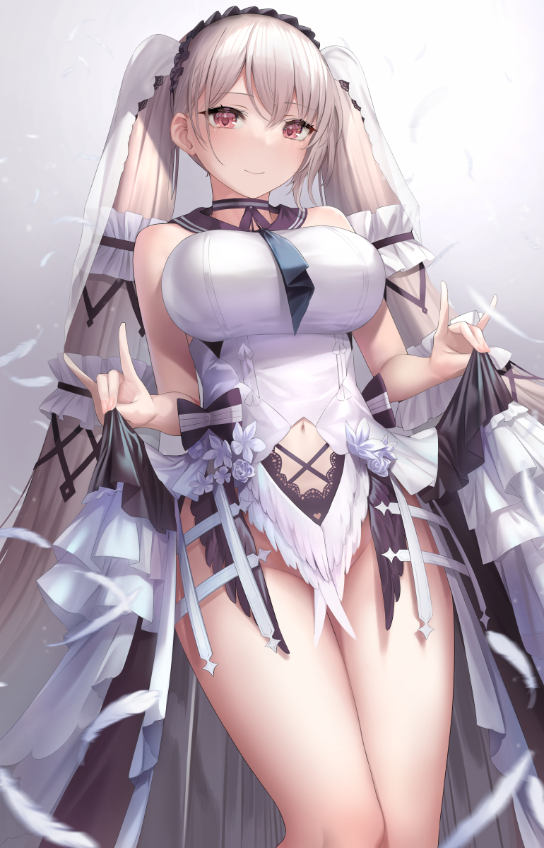 1girl, azur_lane, bangs, bare_shoulders, black_choker, black_neckwear, black_sailor_collar, bow_dress