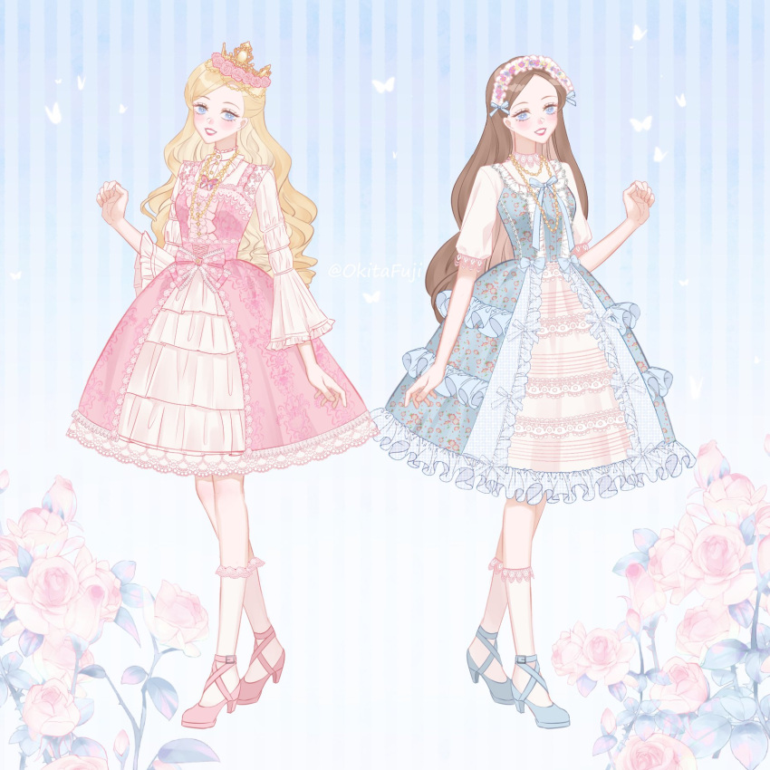 2girls, alternate_costume, angelic_pretty, anneliese_(barbie), barbie_(character), barbie_(franchise), barbie_as_the_princess_and_the_pauper, barbie_movies