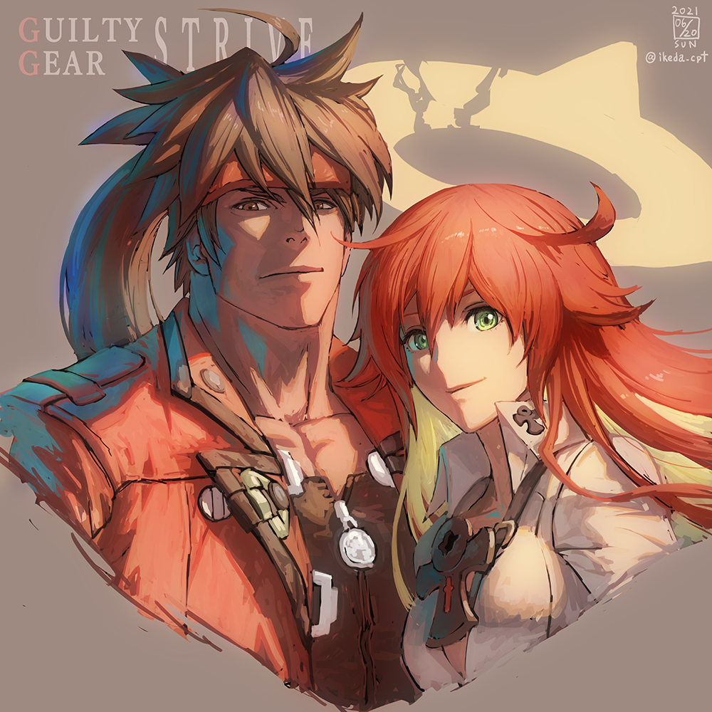 ankh, ankh_necklace, aria_(guilty_gear), brown_eyes, brown_hair, fighting_game, green_eyes, guilty_gear