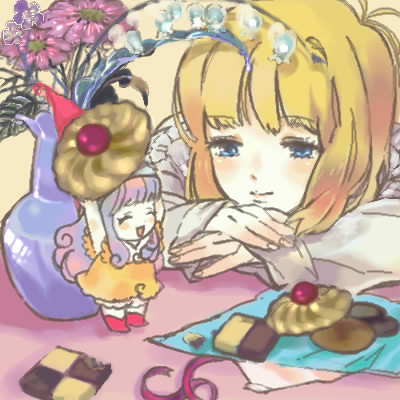 2girls, ^_^, ^o^, antenna_hair, blonde_hair, blue_eyes, blush, bob_cut