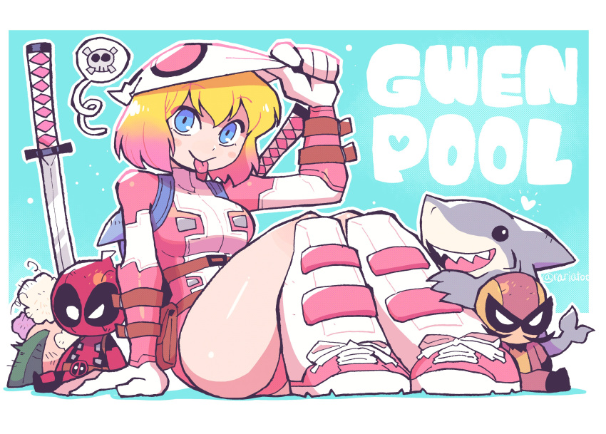 1girl, absurdres, backpack, bag, batroc_the_leaper, blonde_hair, blue_eyes, character_doll