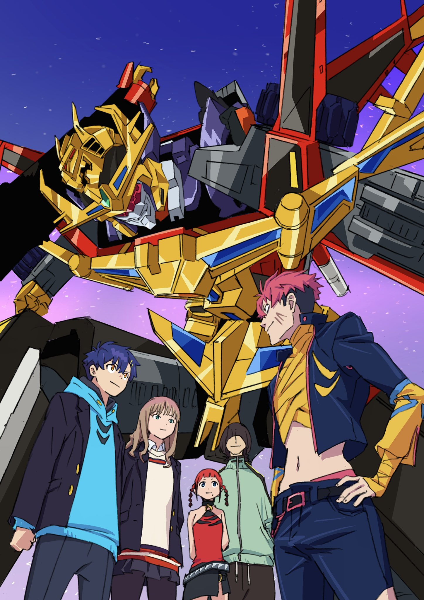 2girls, 3boys, arai_hiroki, arms_behind_back, asanaka_yomogi, asukagawa_chise, bandages, belt