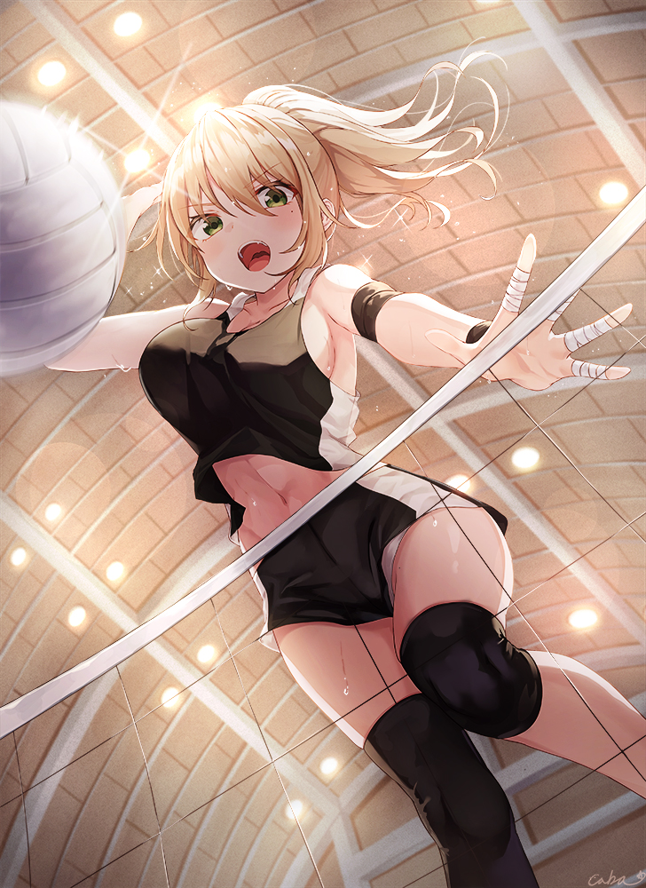 1girl, :o, armband, armpits, bandaged_fingers, bandages, bare_arms, bare_shoulders