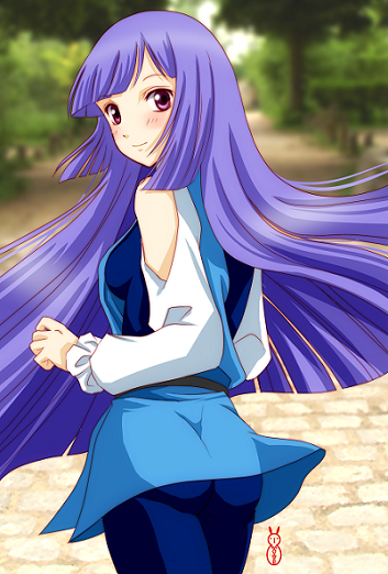 blunt_bangs, bodysuit, gundam, gundam_zz, hime_cut, long_hair, looking_back, machinosuke
