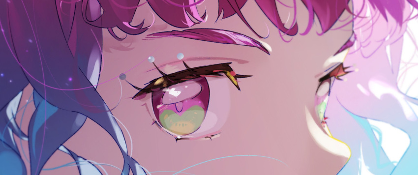 1girl, blue_eyes, blue_hair, close-up, commentary, cure_la_mer, eye_focus, eyelash_ornament