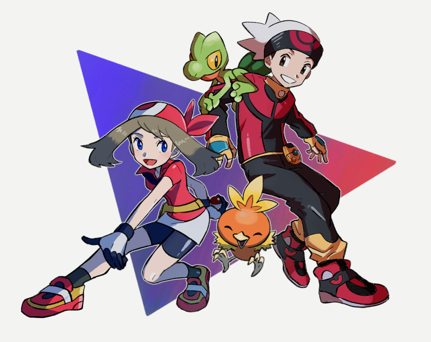 1boy, 1girl, :d, bangs, beanie, bike_shorts, black_legwear, black_pants