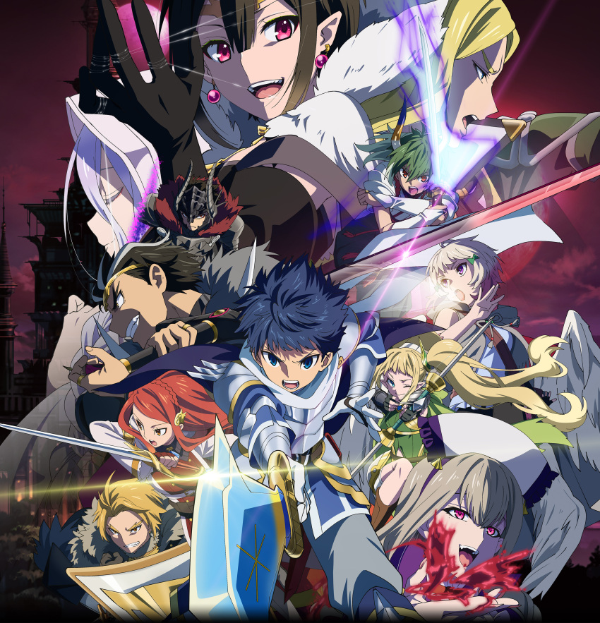 5boys, 6+girls, absurdres, aiming_at_viewer, ariel_(kumo_desu_ga_nani_ka?), bad_link, everyone, feirune