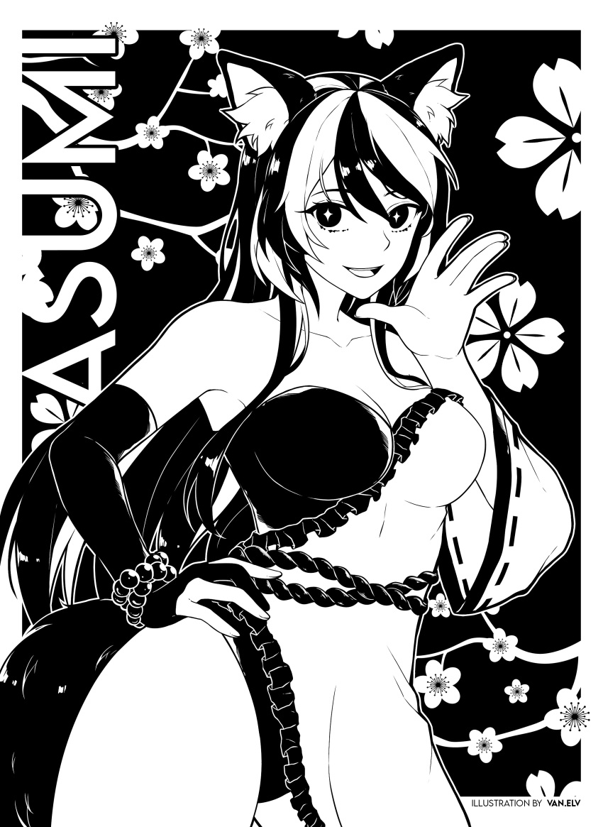 absurdres, animal_ears, asumi_(winterue), bracelet, flower, fox_ears, fox_girl, fox_tail