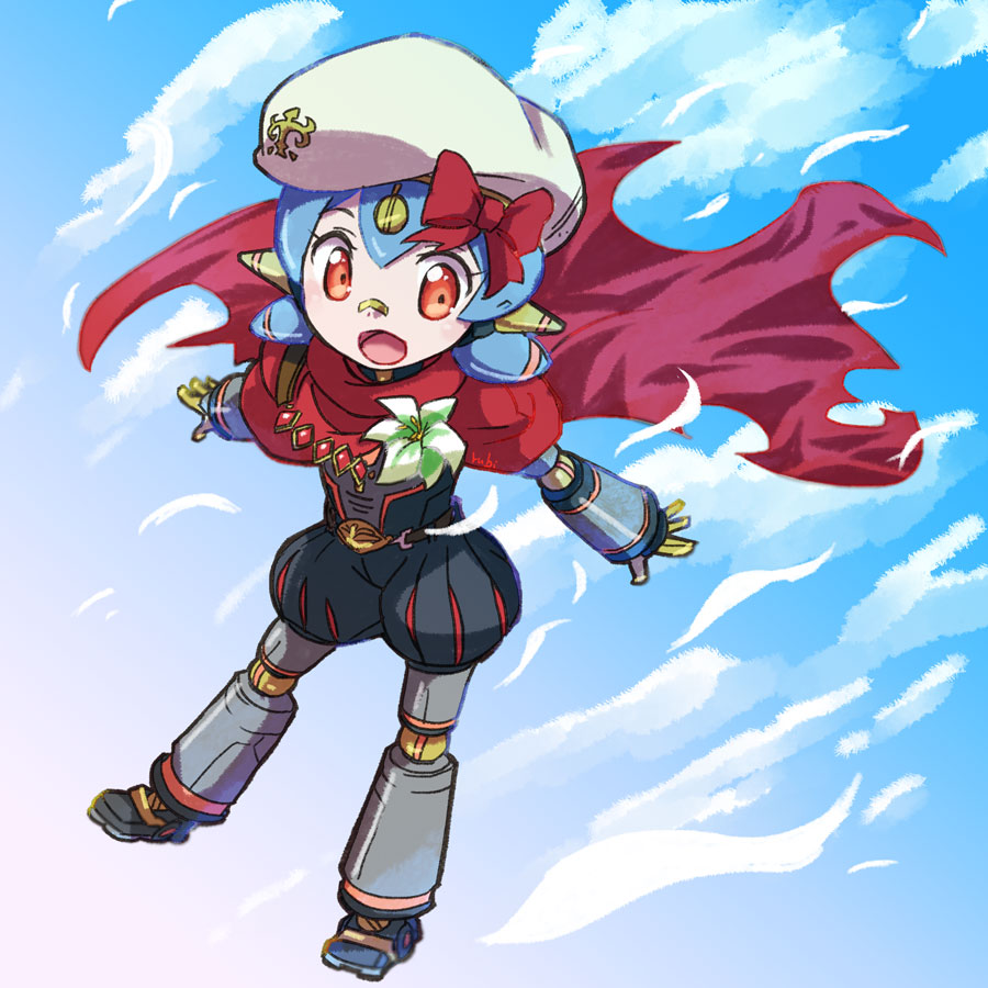 1girl, blue_hair, flower, hair_ribbon, hat, joints, mechanical_arms, mechanical_parts