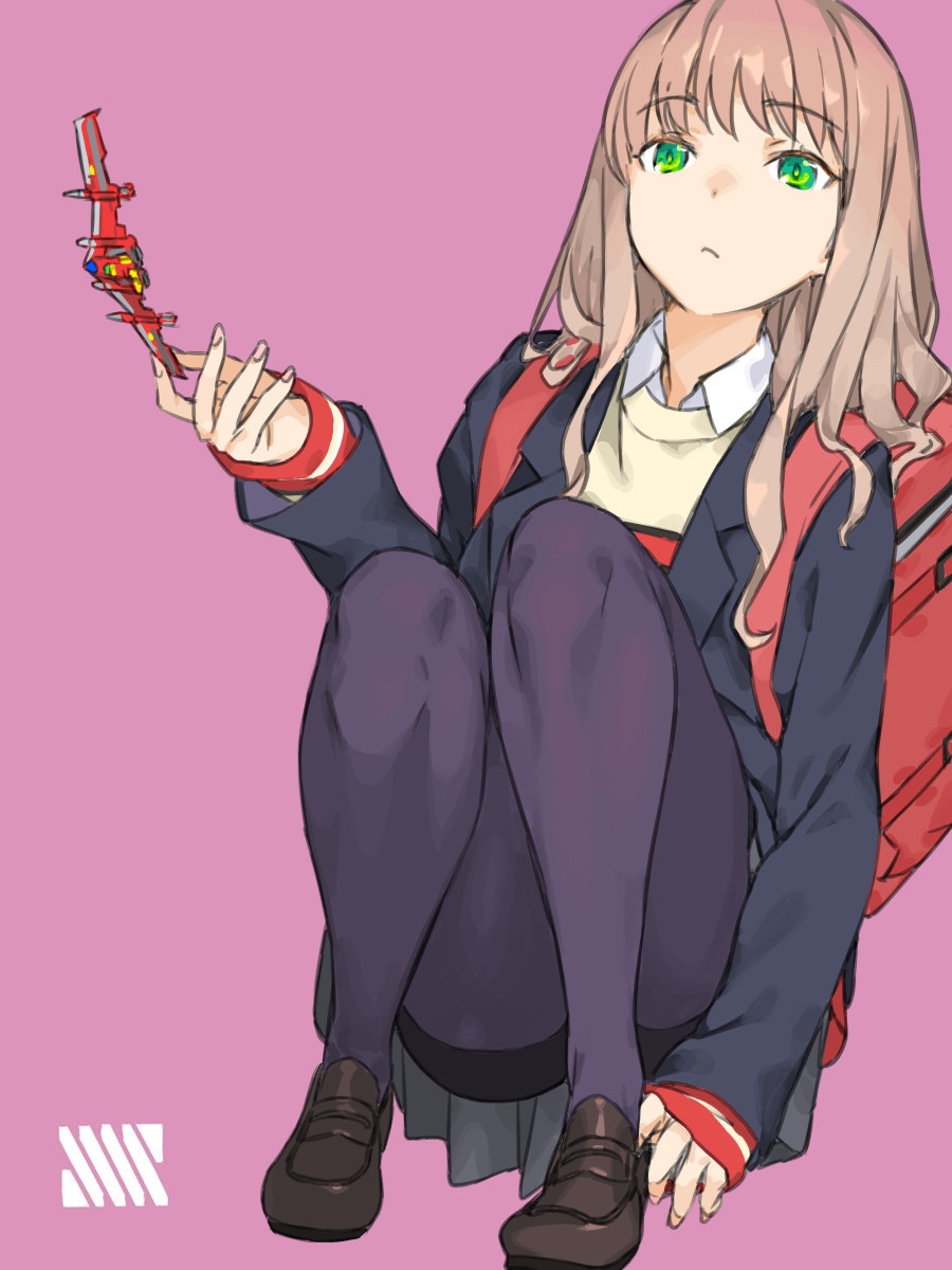 bangs, black_legwear, blazer, brown_hair, dyna_wing, green_eyes, gridman_universe, haimura_kiyotaka
