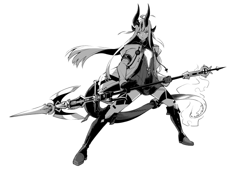 1girl, absurdres, ahoge, arknights, bangs, dragon_horns, dragon_tail, eyebrows_visible_through_hair