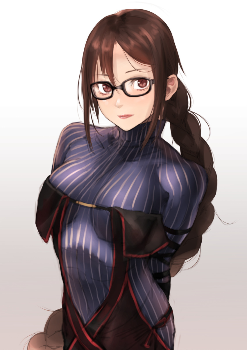 1girl, braid, breasts, brown_eyes, brown_hair, closed_mouth, fate/grand_order, fate_(series)